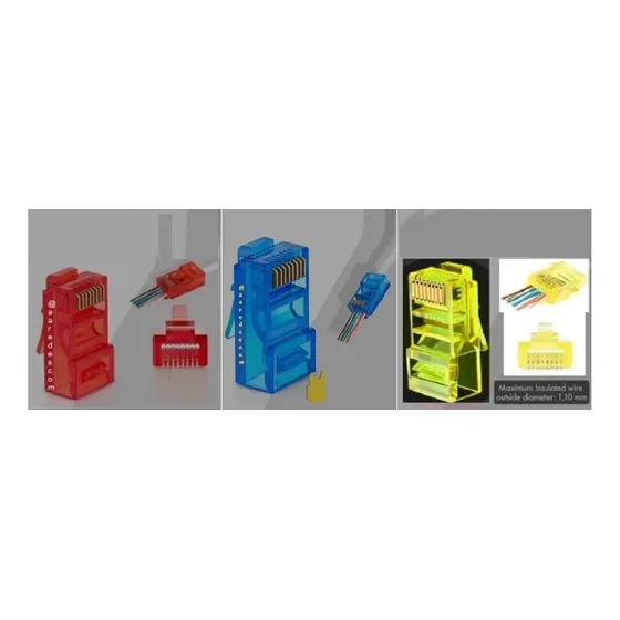 Conectores Rj45 Cat6 Passthroug Azul, Paq 100 Unids