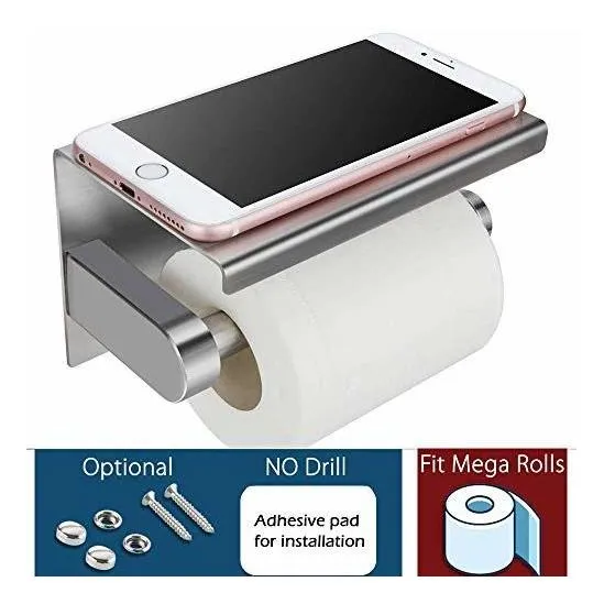 Toilet Paper Soporte With Phone Shelf Fit Mega Rolls