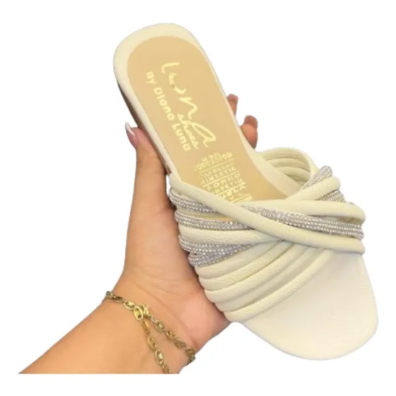 Sandalias Planas De Dama Color Beige 