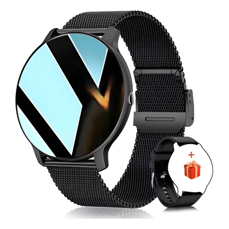 Relógio Inteligente Mulher Esporte Bt Call Moda Smartwatch Preto Preto Preto Preto