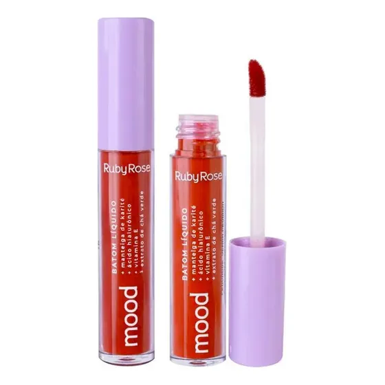 Batom Liquido Mood Cor Relief 16 Ruby Rose Acabamento Mate Cor Lilás