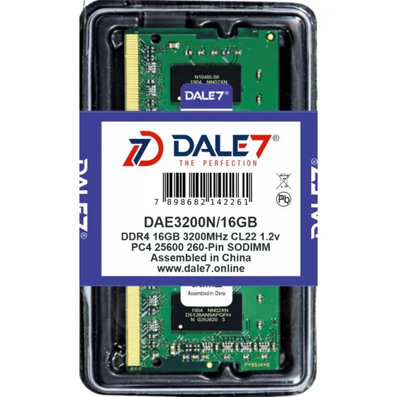 Memória Dale7 Ddr4 16gb 3200 Mhz Notebook  Kit C/05 Unidades