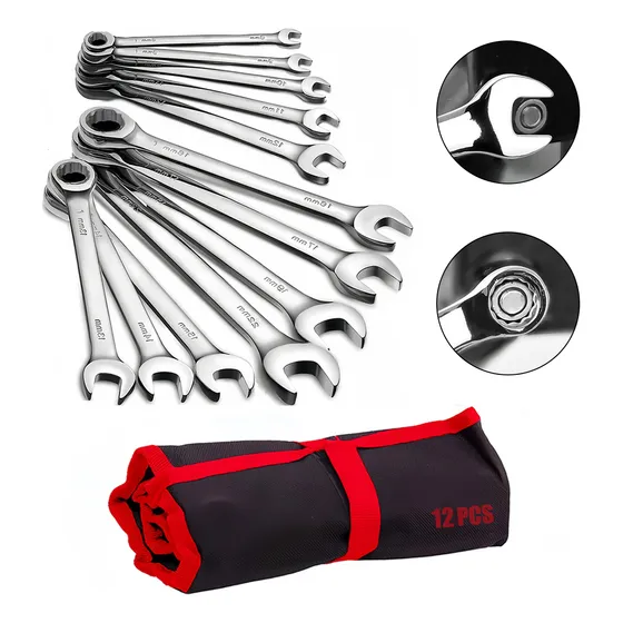 Jogo Chave Combinada 12 Pçs 8 A 22mm Boca Estrela Catraca