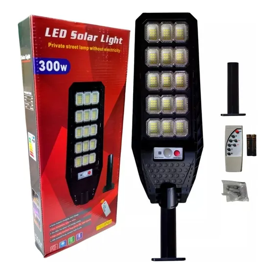 Foco Solar Para Poste 300w, 180led, Con Control Remoto + Sop