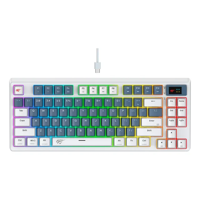 Interruptor mecánico Havit KB884l, rojo, RGB, teclado para jugadores, idioma blanco, inglés, EE. UU.