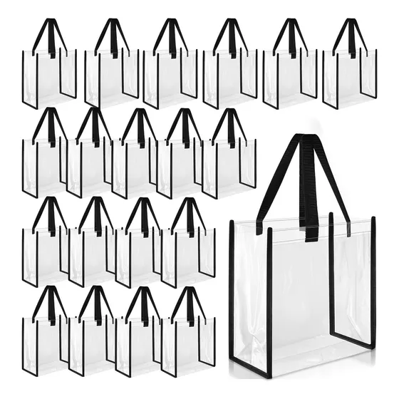 20 Bolsa Asa Transparente 12 X 6 Plastico Pvc Para Trabajo