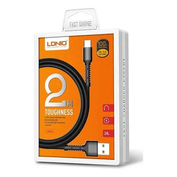  Cable Cargador Usb Tipo C Carga Rápida 2 Metros Ldnio Ls64