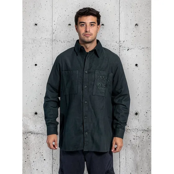 Camisaco Hombre Manga Larga Hombre De Paño Bordada Shaffe