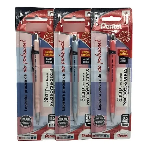 Lapiseira Pentel P205 Cor Coral Com Mina Cor Preto Com Design Liso