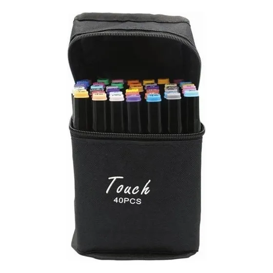 40 Cores Touch Five Marcador Caneta Aluno Marcadores Pretos