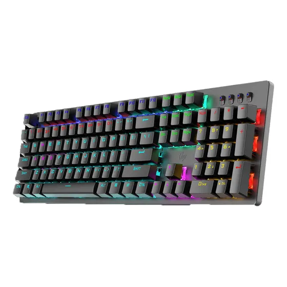 Teclado Mecanico Hp Gk-100f Gaming Metalico Rgb Switch Azul