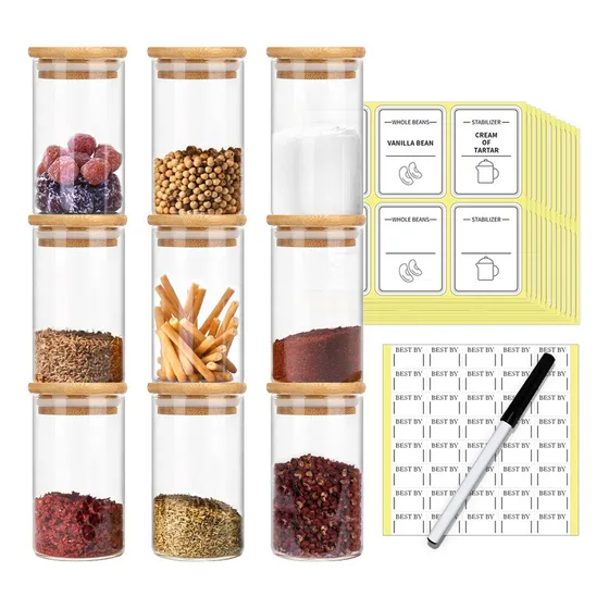 Recipientes Herméticos De Cristal Con Tapa De Bambú 9 Color Clear Glass Jar Luvan