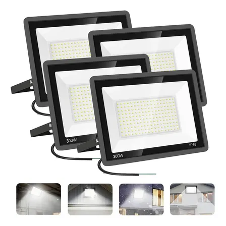 Paquete De 4 Focos Led De 300 W, Ip66, Impermeables, Para Exteriores, De Seguridad, 11500 Lm, Superbrillantes, Luz… Negro Blanco Frío Paquete De 4 Focos Led De 300 W, Ip66, Impermeables, Para Exteriores, De Seguridad, 11500 Lm, Superbrillantes, Luz… Negro Blanco Frío