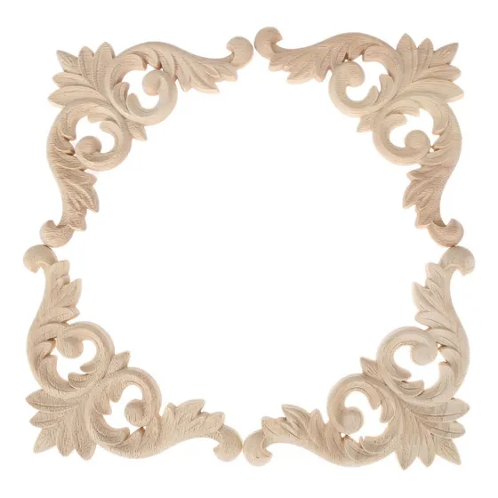 Molduras De Esquina De Madera Tallada, Apliques, Muebles