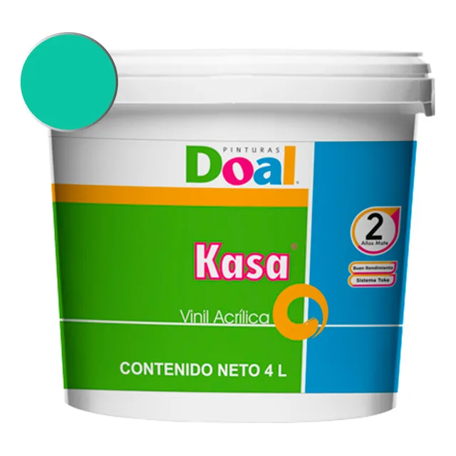 Galon Pintura Vinil-acrilica Doal Kasa 4 Litros Lavable Interiores Y Exteriores 2 Años Verde