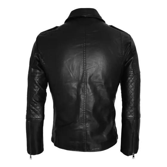 Chamarra Tipo Piel Negra Unisex 
