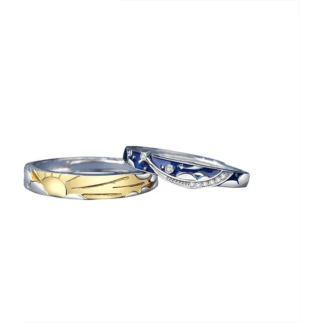 Anillos Dia Y Noche Parejas Amor Parejas Novios Regalo Plata