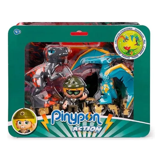 Figura De Accion Pinypon Action Dinosaurios Pack + 2 Dinos