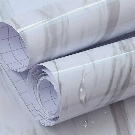 Papel Adh. Lavable Marmol Blanco Con Gris 60 Cm  - Bolzano