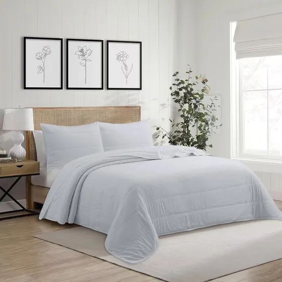 Cover King Size Con 2 Fundas Bordado Quilt Cubrecama Premium