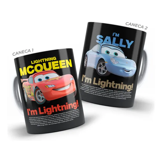 Kit 2 Canecas Casal Dia Dos Namorados - Mcqueen E Sally