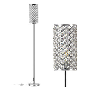 Lámpara De Pie Cristal Con 3 Bombillas Led Plateada Lámpara De Pie Cristal Con 3 Bombillas Led Plateada
