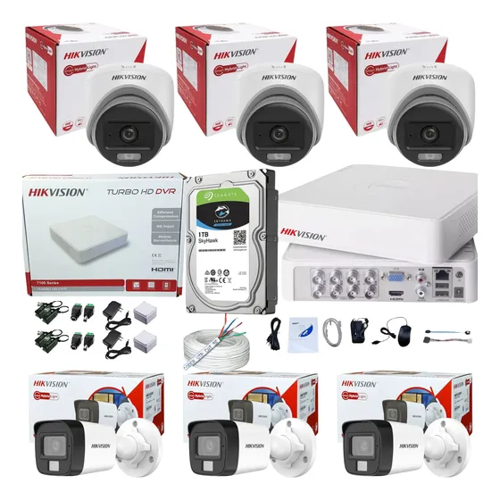Kit Hikvision Turbo Hd Dvr 2mp Dvr 8 Ch+ 6 Cámaras Color Vu
