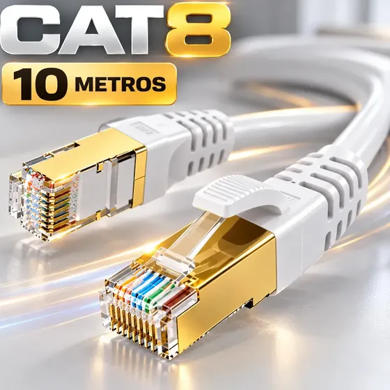 Cable de Red Aspor CAT 8 de 10 Metros con Conectores RJ-45 en Oro 24K para 40 Gbps