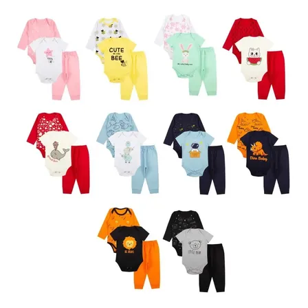 Kit Roupa De Bebe 12 Peças Body Longa E Curta E Mijão Menina