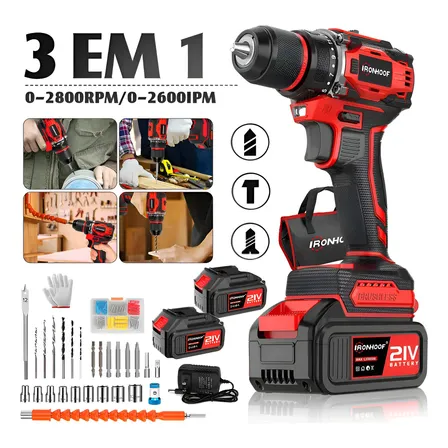 Furadeira Parafusadeira De Impacto A Baterias Brushless 21v Vermelho 110/127/220v 60hz