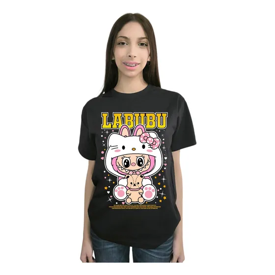 Polera Manga Corta Labubu Rosa Cod 001