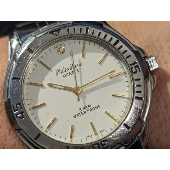 Reloj Philip Persio Todo En Acero Inoxidable Quarzo Japonés 