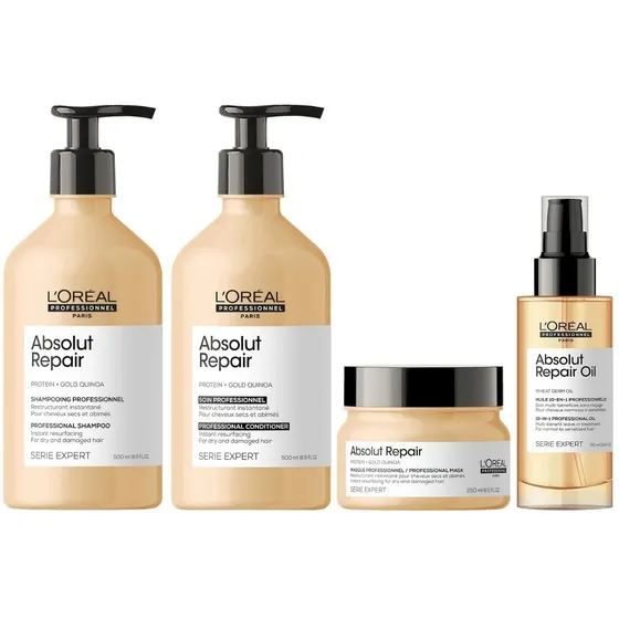 Shampoo 500ml +conditioner +mascarilla +sérum Loreal Absolut