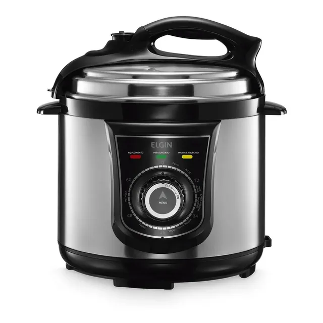 Panela De Pressão Elétrica Elgin 4 Litros Segura 840w Preto Prateado/preto 220v