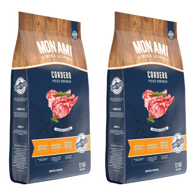 Alimento Saludable Mon Ami Cordero Pieles Sensibles 12 Kg X2