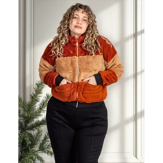 Campera Puffer Corta Corderito Bifaz Abrigo Onara Invierno C