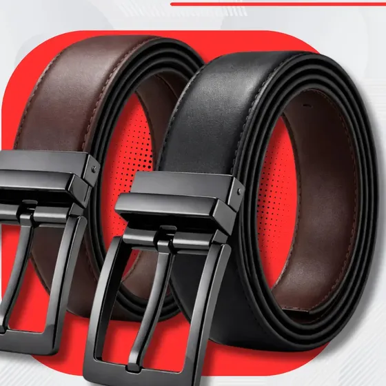 Cinto Duplo Masculino Couro Dupla Face 2 Em 1 Preto Marrom Social 120CM