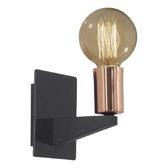 Aplique Led Pared Chapa Cobre Diseño Moderno E27 Interior Estructura Negro