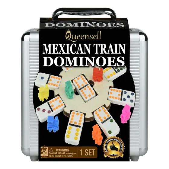 Queensell Mexican Train Dominoes Juego Con Wooden 77mjc