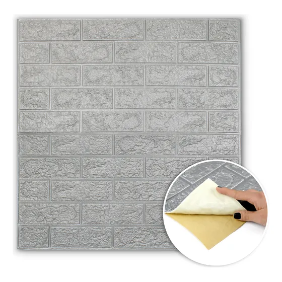 Panel Vinílico Placa Autoadhesivo Gris 3d 70x77 Pack X5