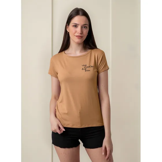 Remera Onyx Viscosa Lycra Estampada Escudo Vivre Mujer
