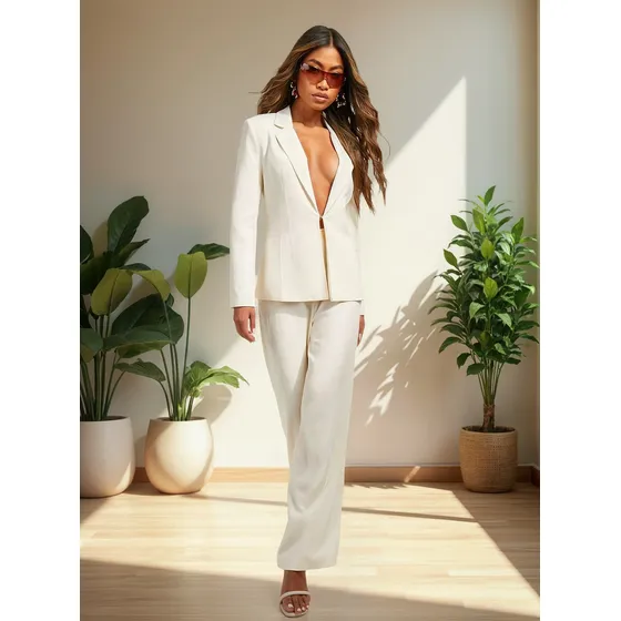 Pantalón De Lino Beige