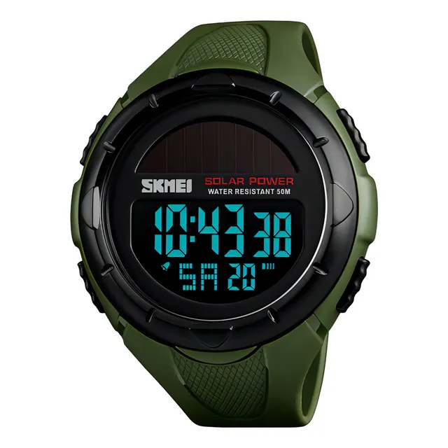 Reloj Cronógrafo Luminoso Skmei Solar Energy Color De La Correa Verde