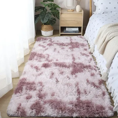 Tapete Sala Quarto 2,00x0,60 Shaggy Luxuoso Peludo Fofinho Rose Mesclado Casa Laura Enxovais 2 M 60 Cm
