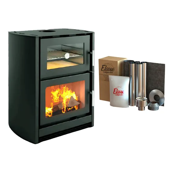 Calefactor Ecológico Horno Leña Doble Combustion + Kit Caños