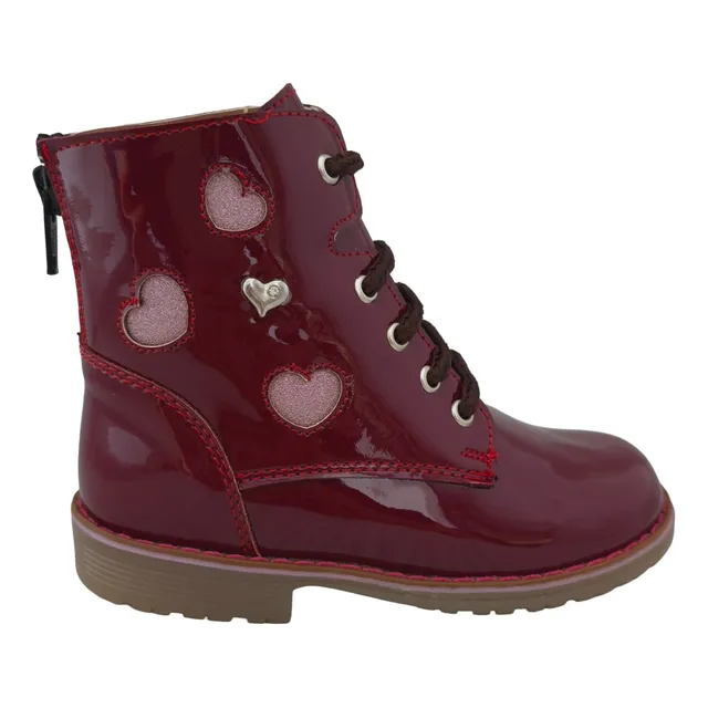 Botas Botines Niña Vestir O Casual Yondeer 2685 Charol Vino