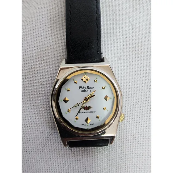 Reloj Caballero Phillip Persio Corona Al 4, 33mm Negro Dorado Blanco