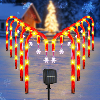 Luces Navideñas Solares Led Con Forma De Bastón De Caramelo Luces Navideñas Solares Led Con Forma De Bastón De Caramelo
