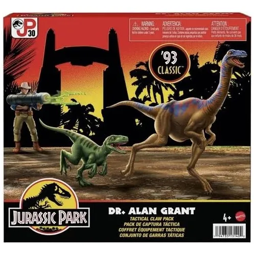 Figura De Ação Mattel Jurassic Park Dr. Alan Grant Com Dinos