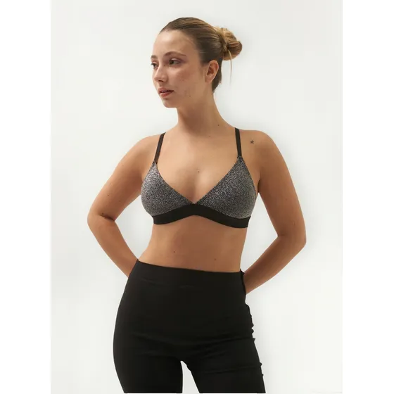 Tops Corpiños Para Usar De Bajo Del Tul Mujer Naif Negro Flora Brilloso Lurex S